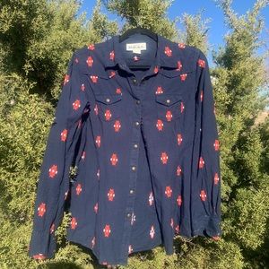 Navy & Orange Western Pearl Snap